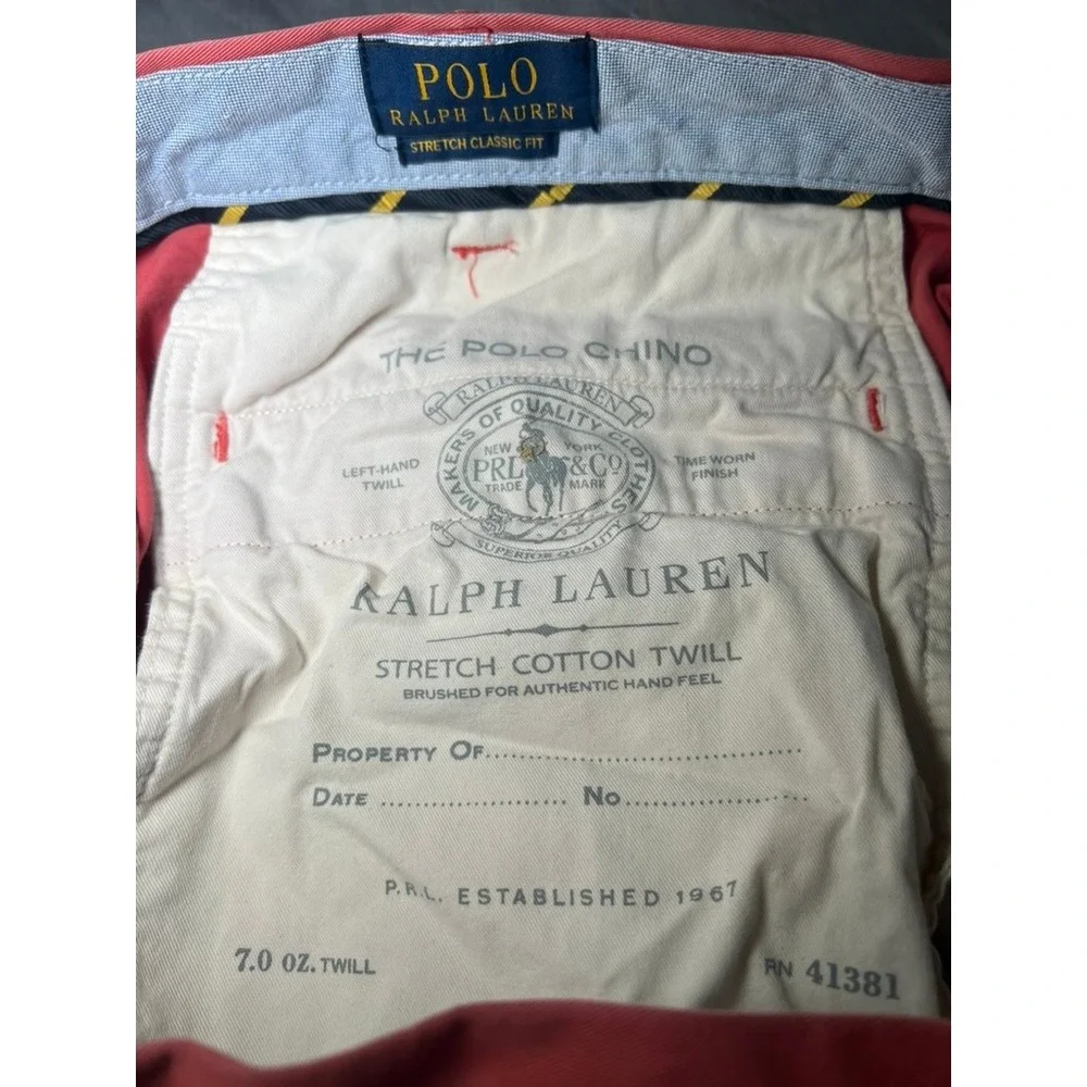 Polo Ralph Lauren Mens Stretch Classic Fit Chino Shorts Coral Pink Size 38